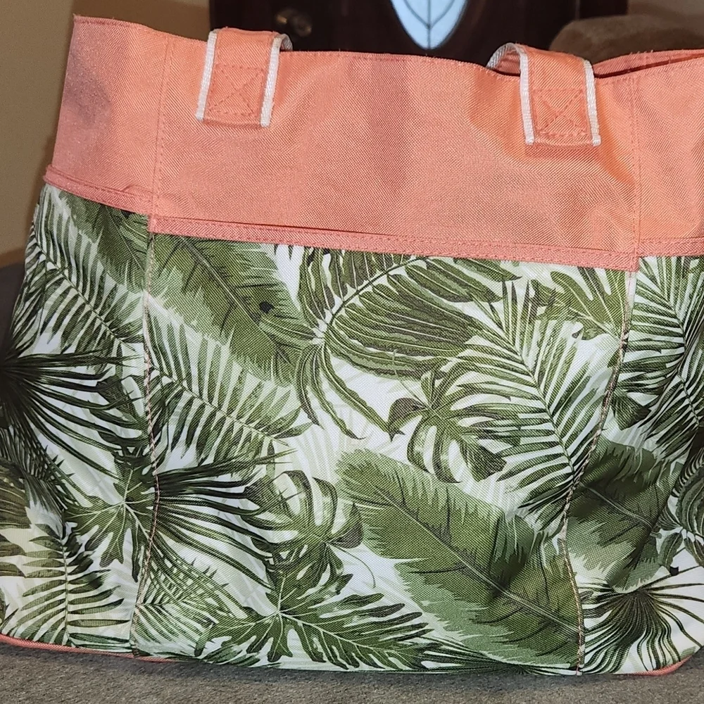 Ron Jon Coral and Green Leaf Beach Bag